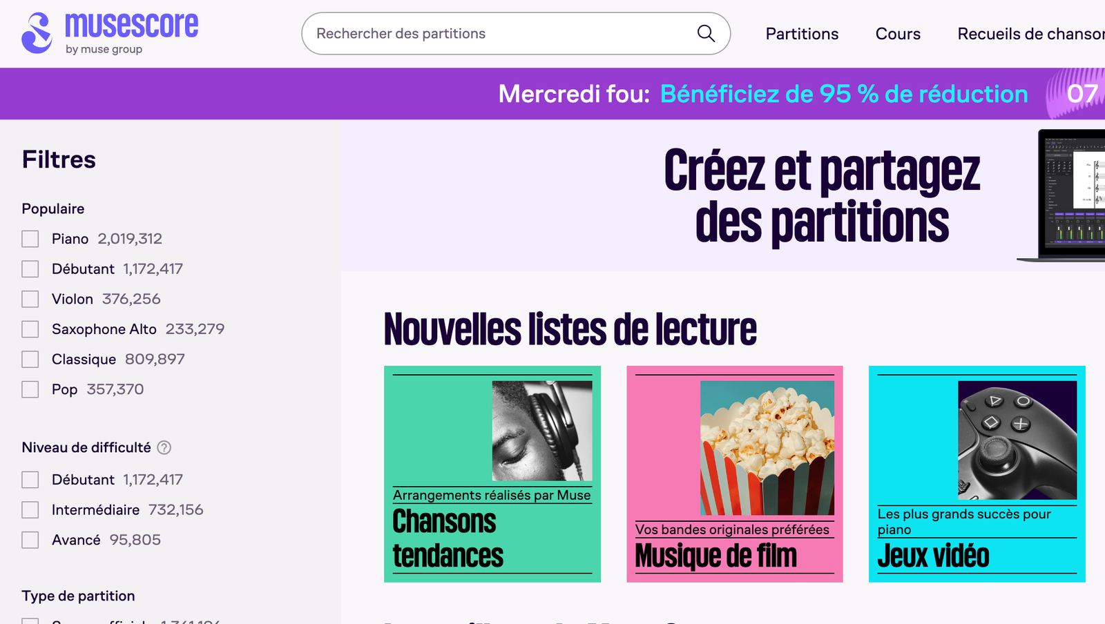 Aperçu du site MuseScore