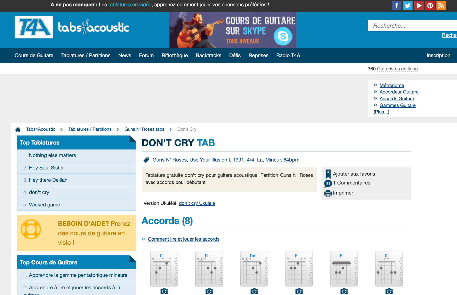 Aperçu du site Tabs4Acoustic
