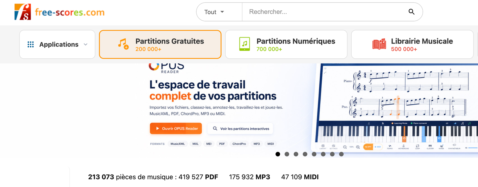 Aperçu du site Free-scores.com