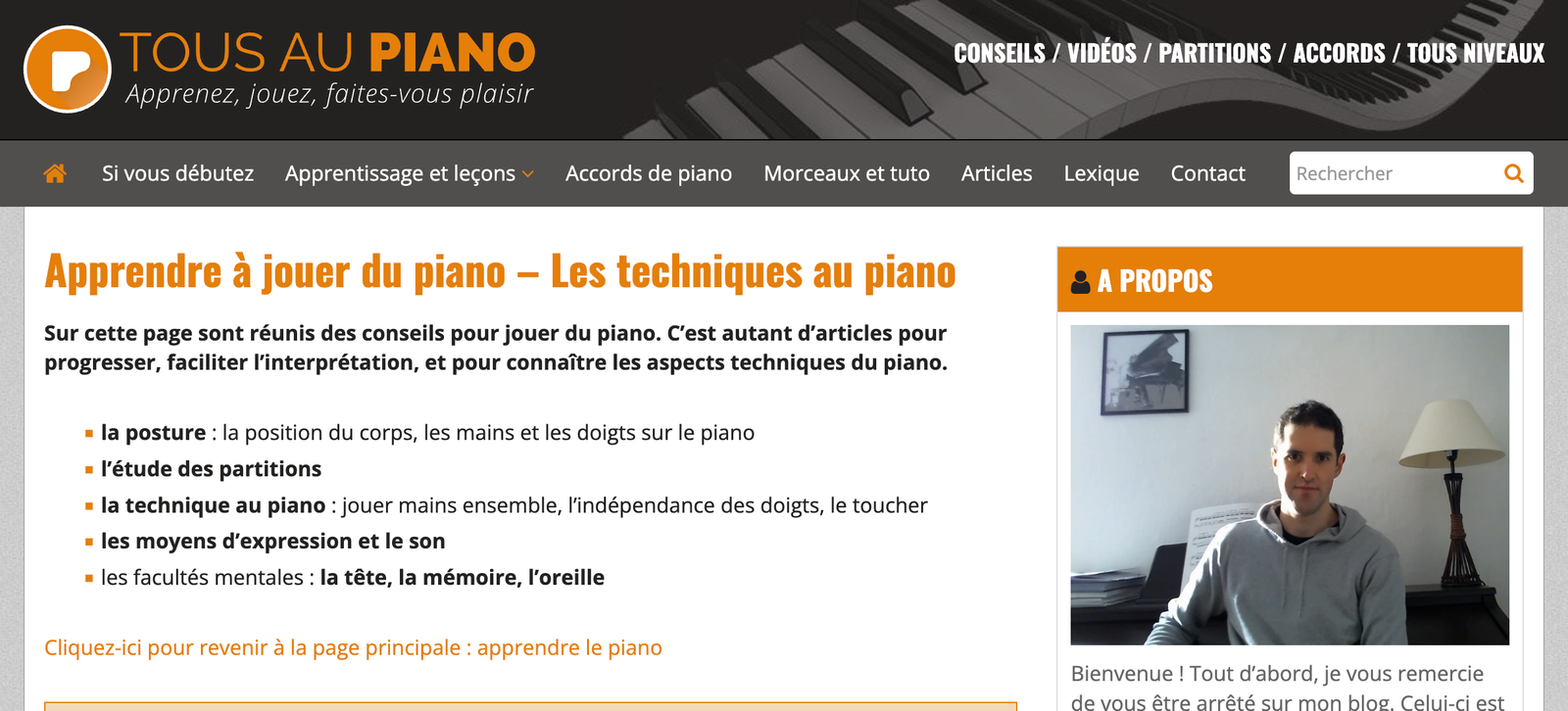 Aperçu du site Tous au piano